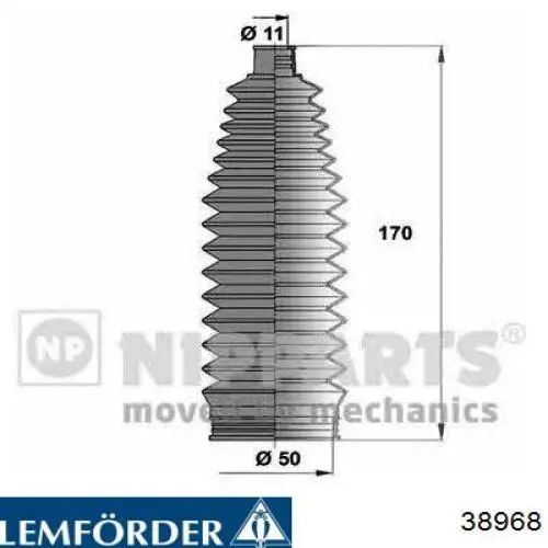 Пильник рульової тяги Lemforder 38968 ціна, від 9.83 USD
