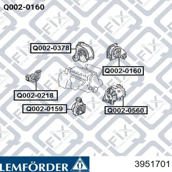 3951701 Lemforder Подушка (опора) двигуна, ліва/права
