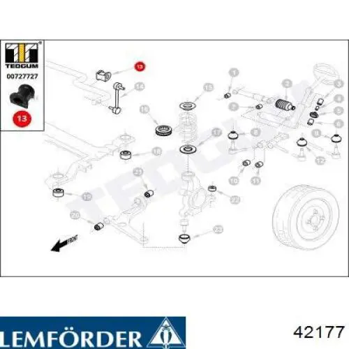 Подушка стабілізатора Lemforder 42177 ціна, від 5.19 USD