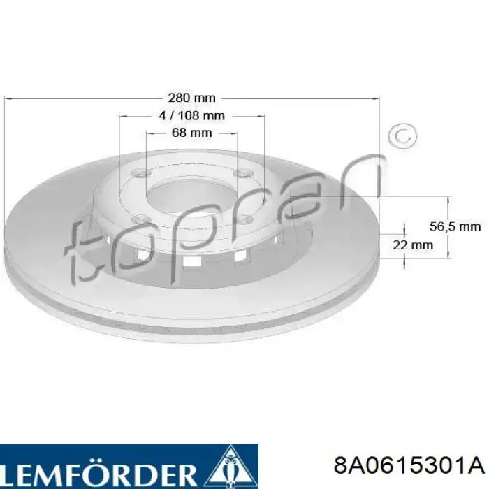 Гальмівні диски передні 8A0615301A Lemforder