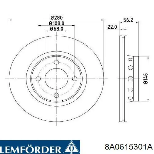 8A0615301A Lemforder Гальмо дискове переднє