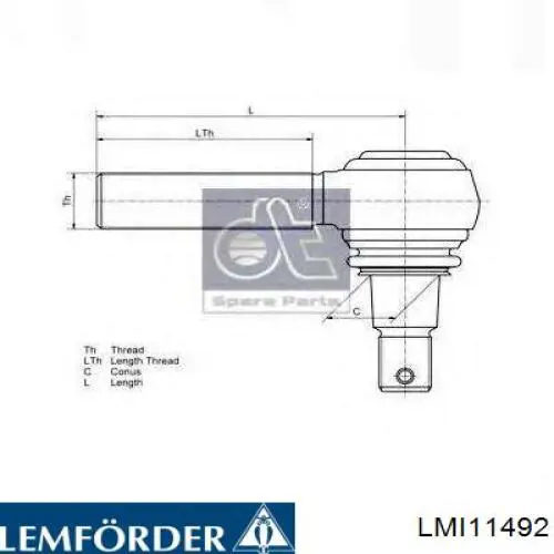 Наконечник рульовий Lemforder LMI11492 ціна, від 21.72 USD