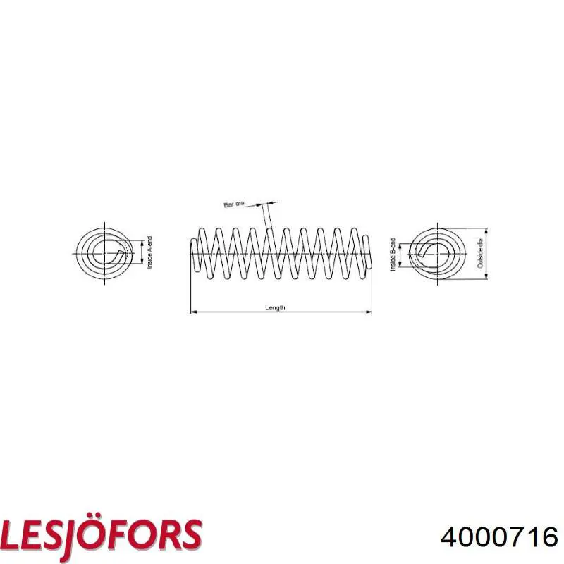 Пружина передня 4000716 Lesjofors