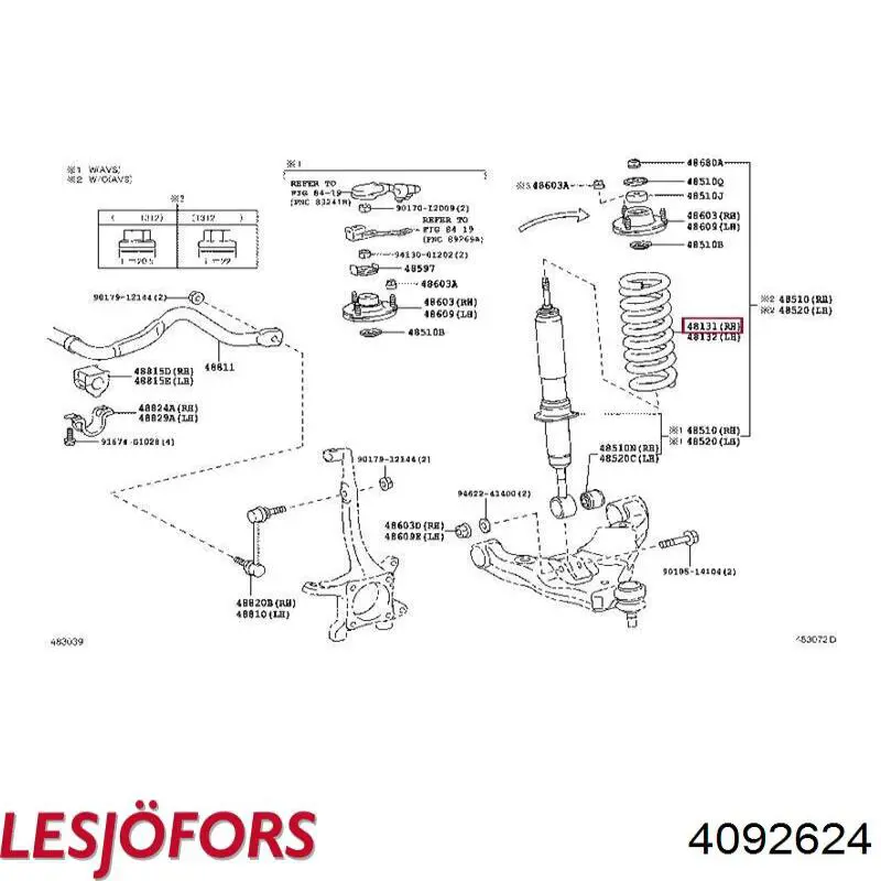 Пружина передня, права Lesjofors 4092624 ціна, від 73.32 USD
