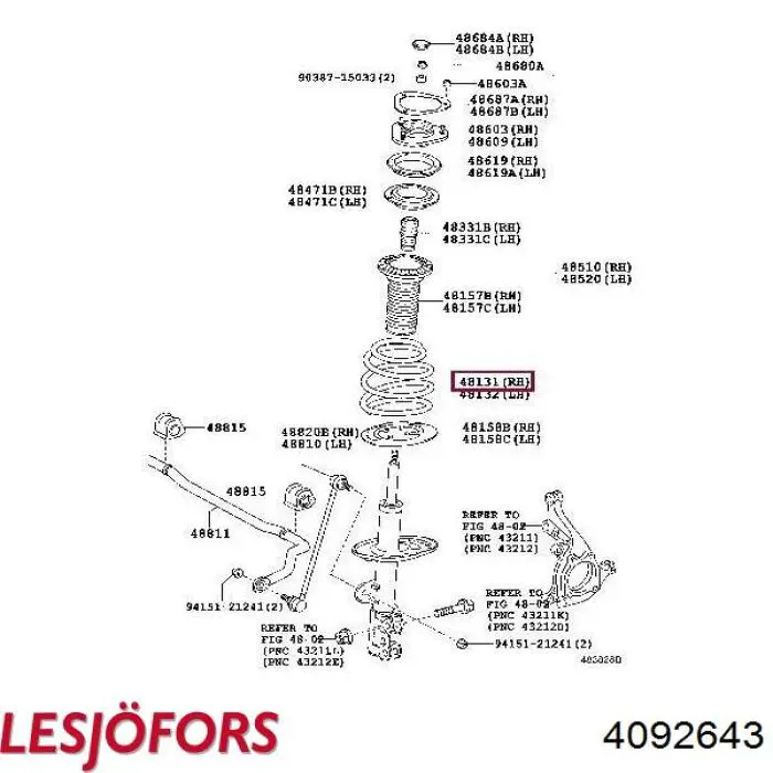 4092643 Lesjofors Пружина амортизатора передняя