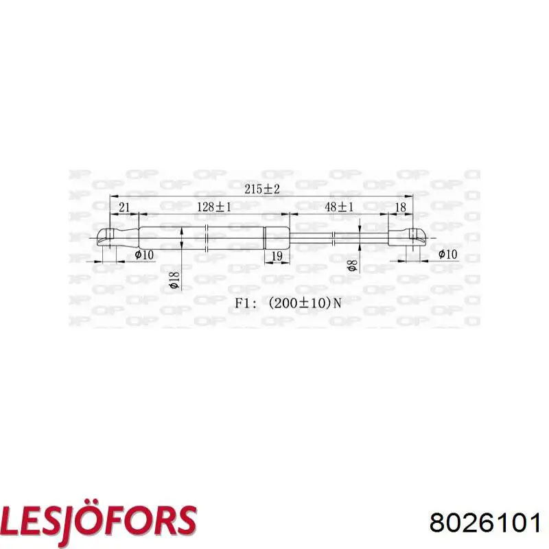 Опора капота ліва Lesjofors 8026101 ціна, від 32.99 USD