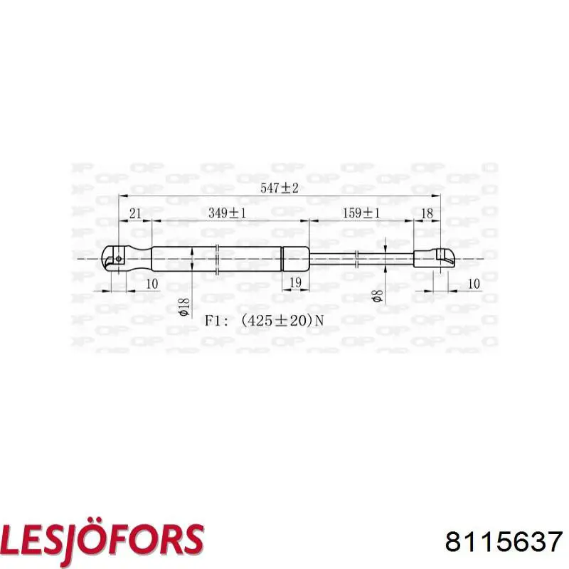 Купити 8115637 Lesjofors Амортизатор двері багажника