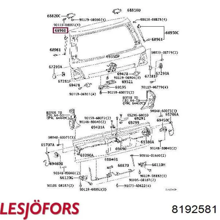 Купити 8192581 Lesjofors Амортизатор двері багажника