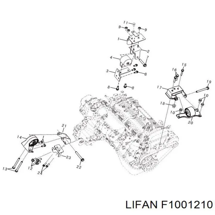 F1001210 Lifan подушка (опора двигуна, задня)
