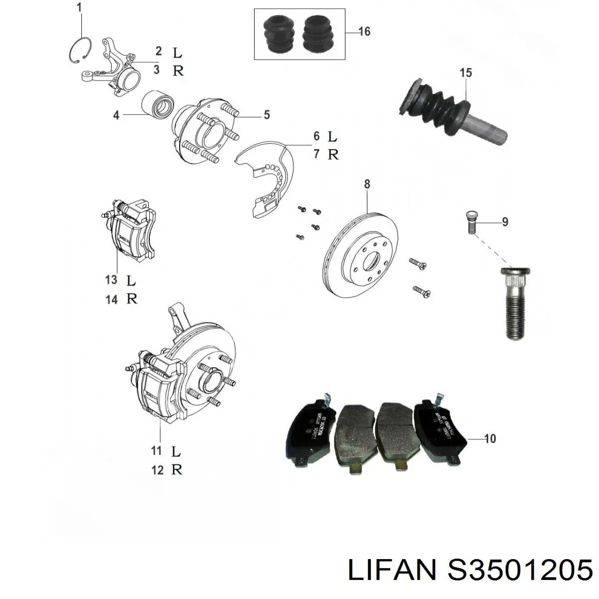 S3501205 Lifan Втулка напрямна гальмівного супорта
