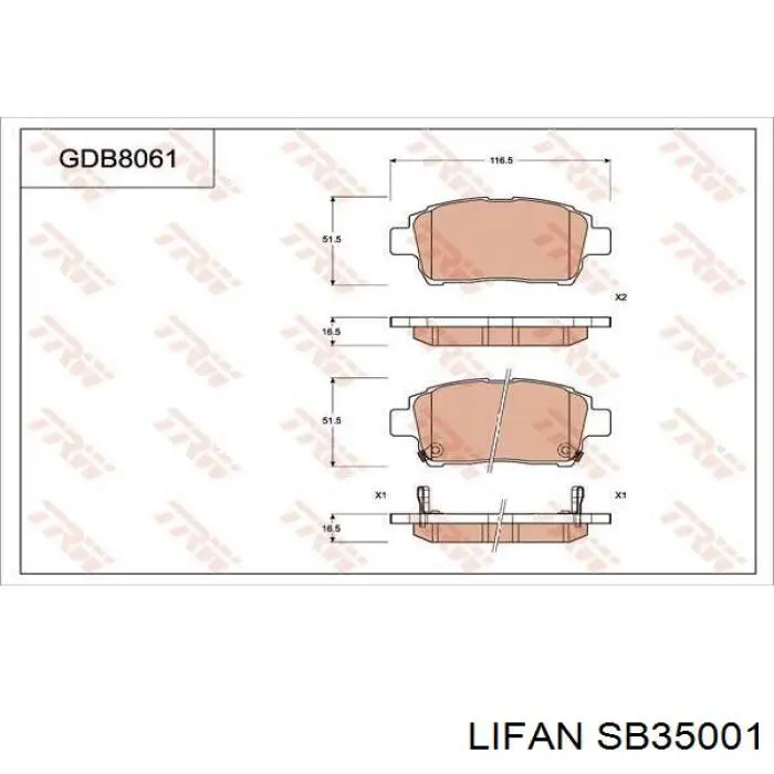 Купити SB35001 Lifan Колодки гальмівні передні, дискові