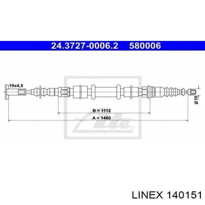 Трос ручного гальма задній, правий 140151 Linex