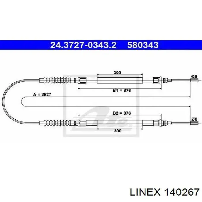 Трос ручного гальма задній, правий/лівий 140267 Linex