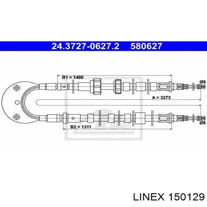 Купити 150129 Linex Трос ручного гальма задній, правий/лівий