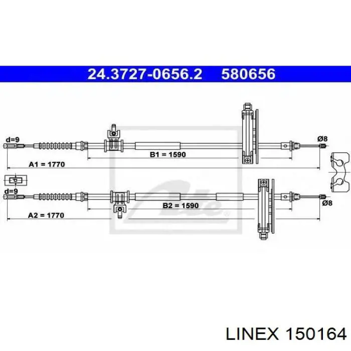 Трос ручного гальма задній, правий/лівий Linex 150164 ціна, від 30.06 USD