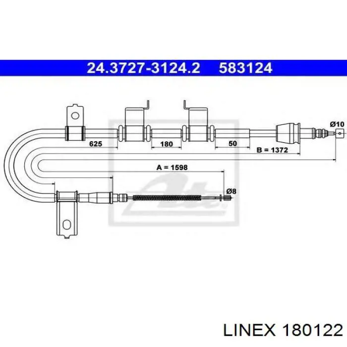 Купити 180122 Linex Трос ручного гальма задній, лівий