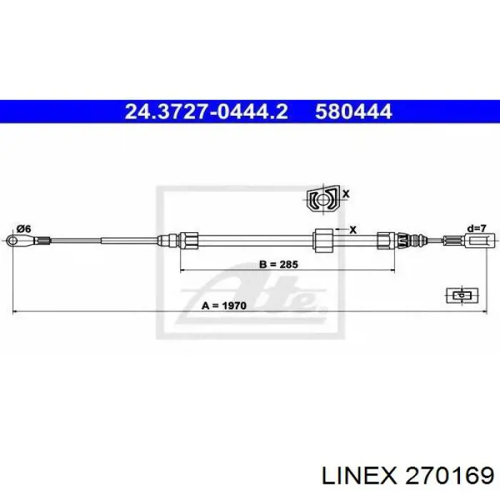 Трос стоянкового гальма передній Linex 270169 ціна, від 445.35 UAH