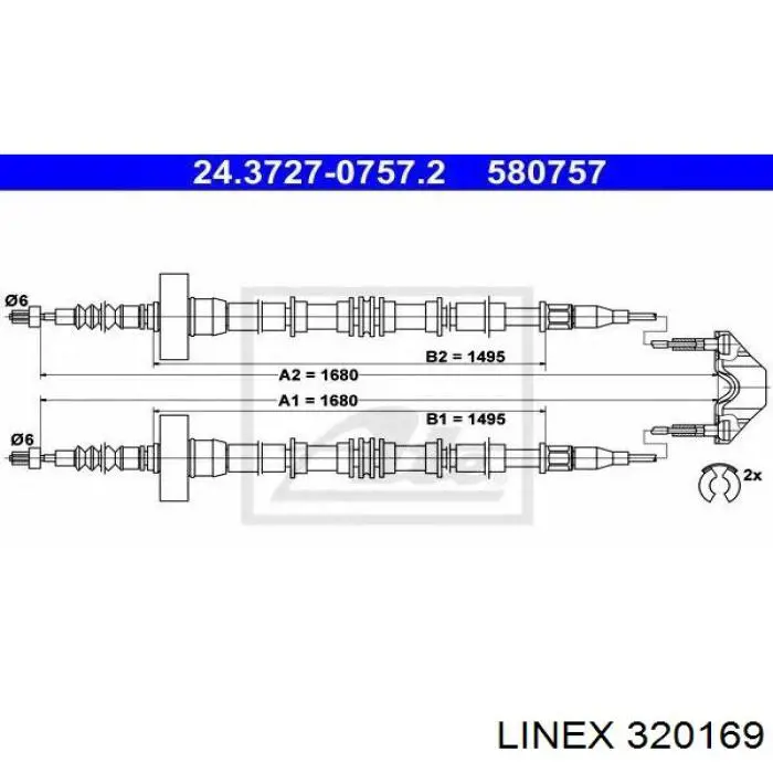 320169 Linex Трос ручного гальма задній, правий/лівий