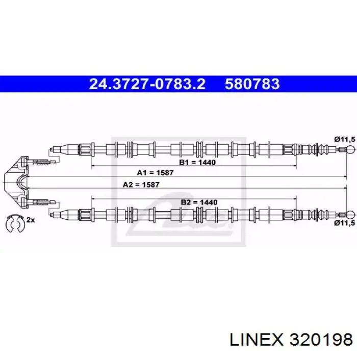 Купити 320198 Linex Трос ручного гальма задній, правий/лівий