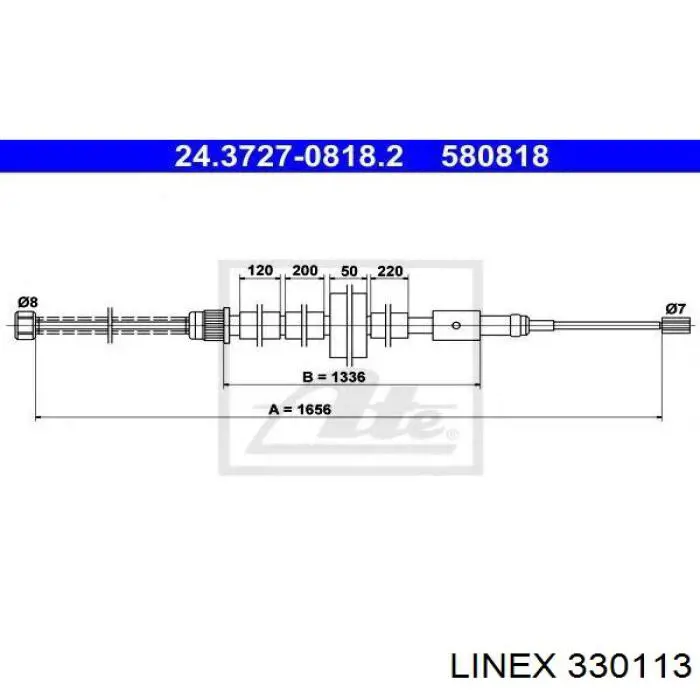 Трос стоянкового гальма задній лівий Linex 330113 ціна, від 7.54 USD