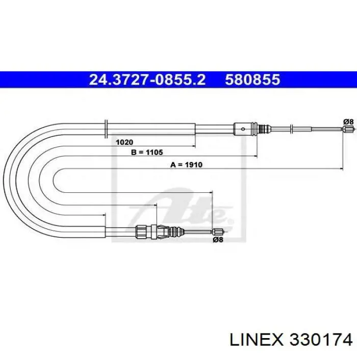 Трос ручного гальма задній, правий/лівий Linex 330174 ціна, від 11.59 USD