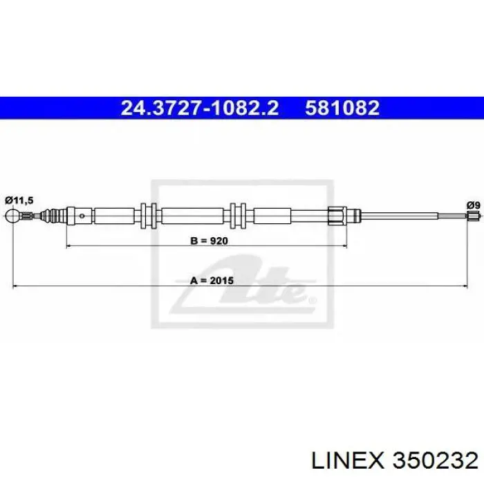 Трос ручного гальма задній, правий/лівий Linex 350232 ціна, від 11.24 USD