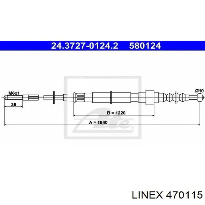 470115 Linex Трос ручного гальма задній, правий/лівий