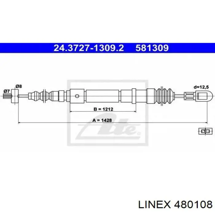 Купити 480108 Linex Трос ручного гальма задній, правий/лівий