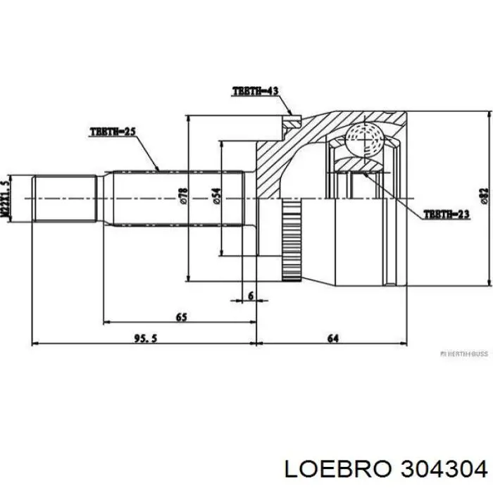 ШРУС зовнішній передній 304304 Loebro