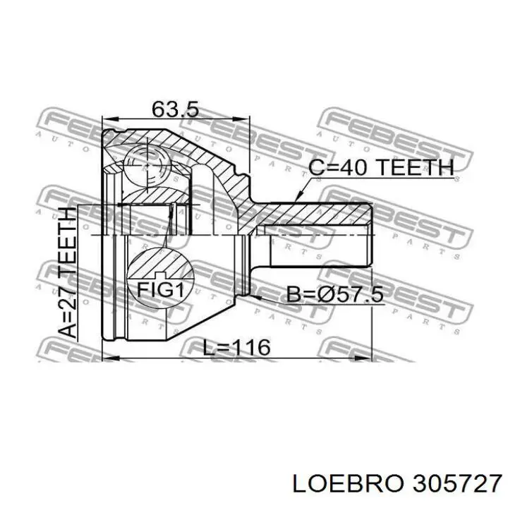 Ліва піввісь 305727 Loebro