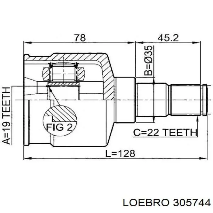 305744 Loebro пильник шруса внутрішній, передній піввісі