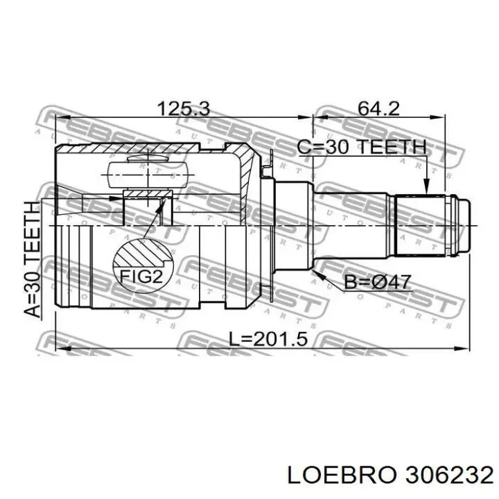 Купити 306232 Loebro Пильник ШРКШ внутрішній, лівий