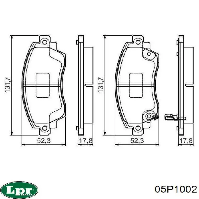 Купити 05P1002 LPR Колодки гальмівні передні, дискові