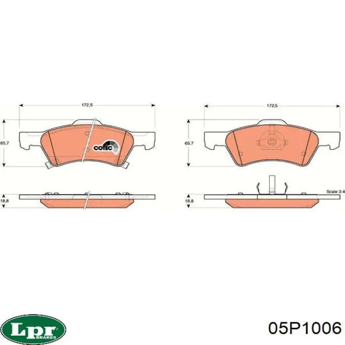 05P1006 LPR колодки гальмівні передні, дискові