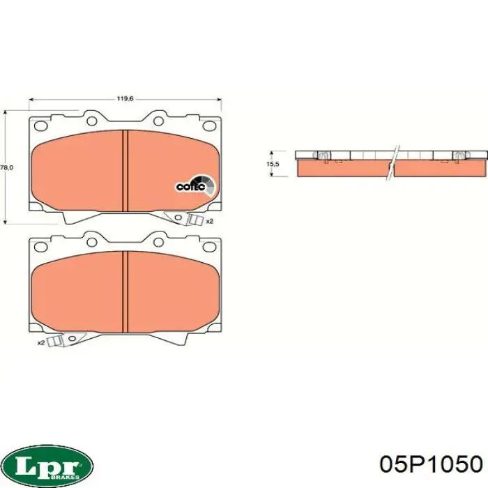Купити 05P1050 LPR Колодки гальмівні передні, дискові