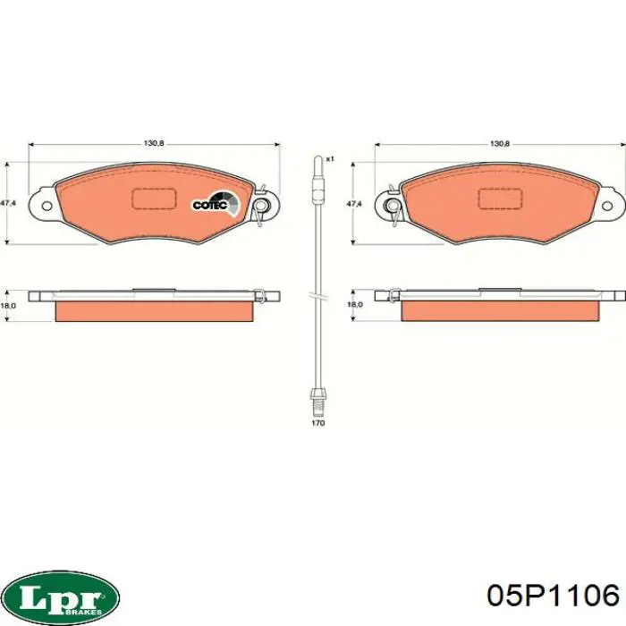 Колодки гальмівні передні, дискові 05P1106 LPR