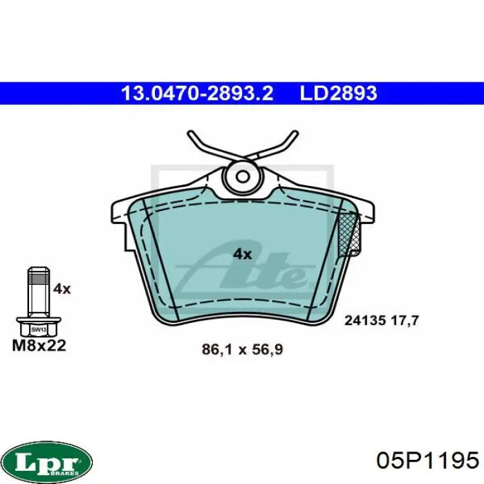 Задні дискові колодки LPR 05P1195