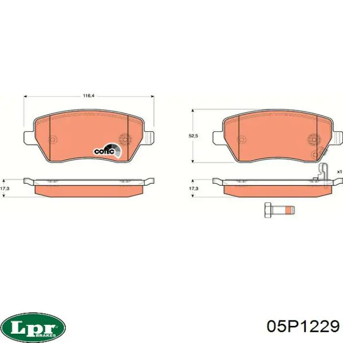 Передні тормозні колодки 05P1229 LPR