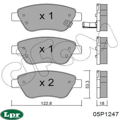 Передні тормозні колодки 05P1247 LPR