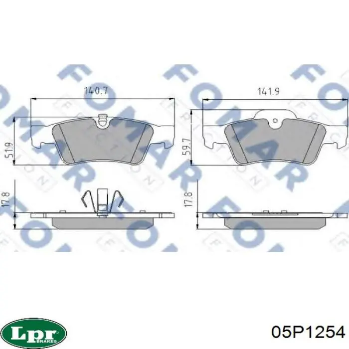 Задні гальмівні колодки LPR 05P1254 ціна, від 25.60 USD