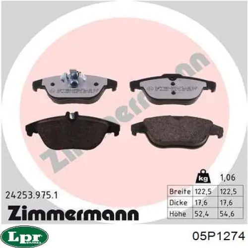 Задні гальмівні колодки LPR 05P1274 ціна, від 24.44 USD