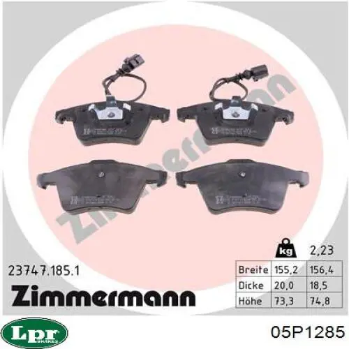 Передні тормозні колодки 05P1285 LPR