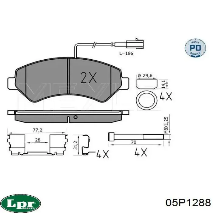 Передні тормозні колодки 05P1288 LPR
