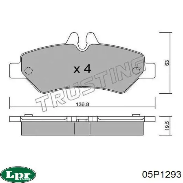 Задні гальмівні колодки 05P1293 LPR
