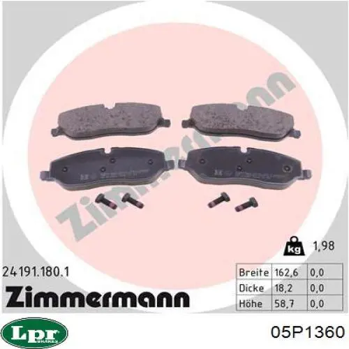 Передні тормозні колодки 05P1360 LPR