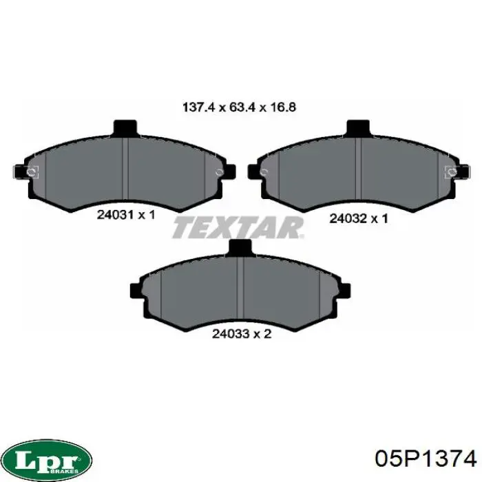 Передні тормозні колодки 05P1374 LPR