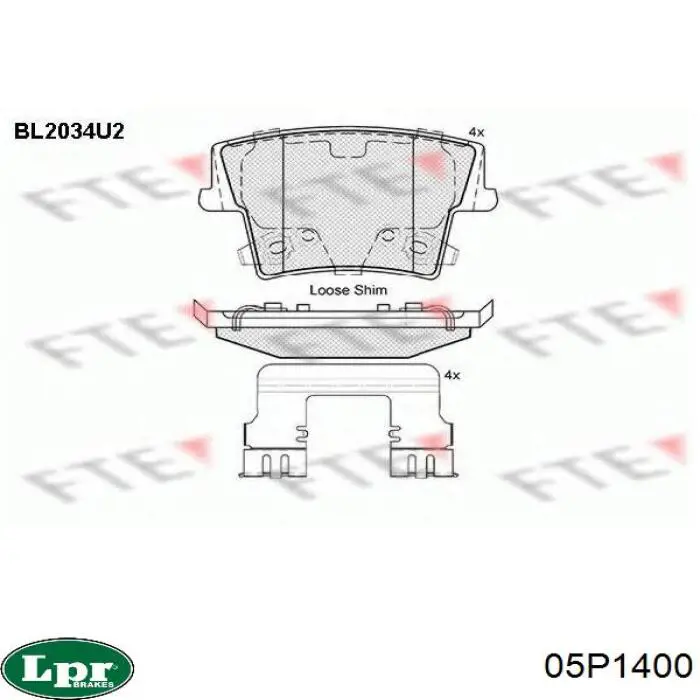 Задні гальмівні колодки LPR 05P1400 ціна, від 21.65 USD