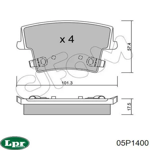 Задні гальмівні колодки 05P1400 LPR
