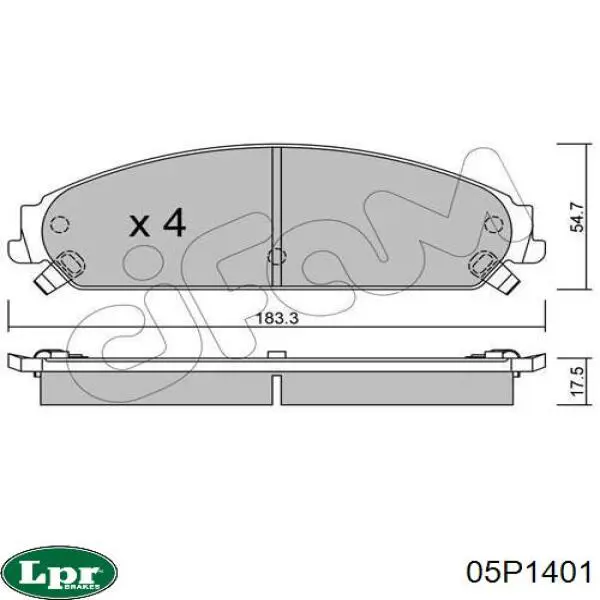 05P1401 LPR колодки гальмівні передні, дискові