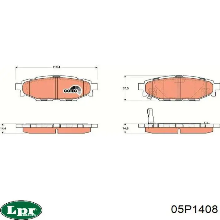 Задні гальмівні колодки 05P1408 LPR